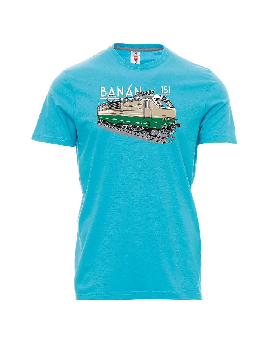 Męski t-shirt turkusowy Lokomotywa elektryczna 151 "banan"
