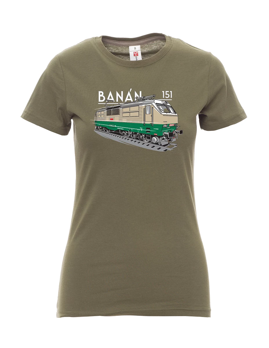 Damski t-shirt khaki Lokomotywa elektryczna 151 "banan"