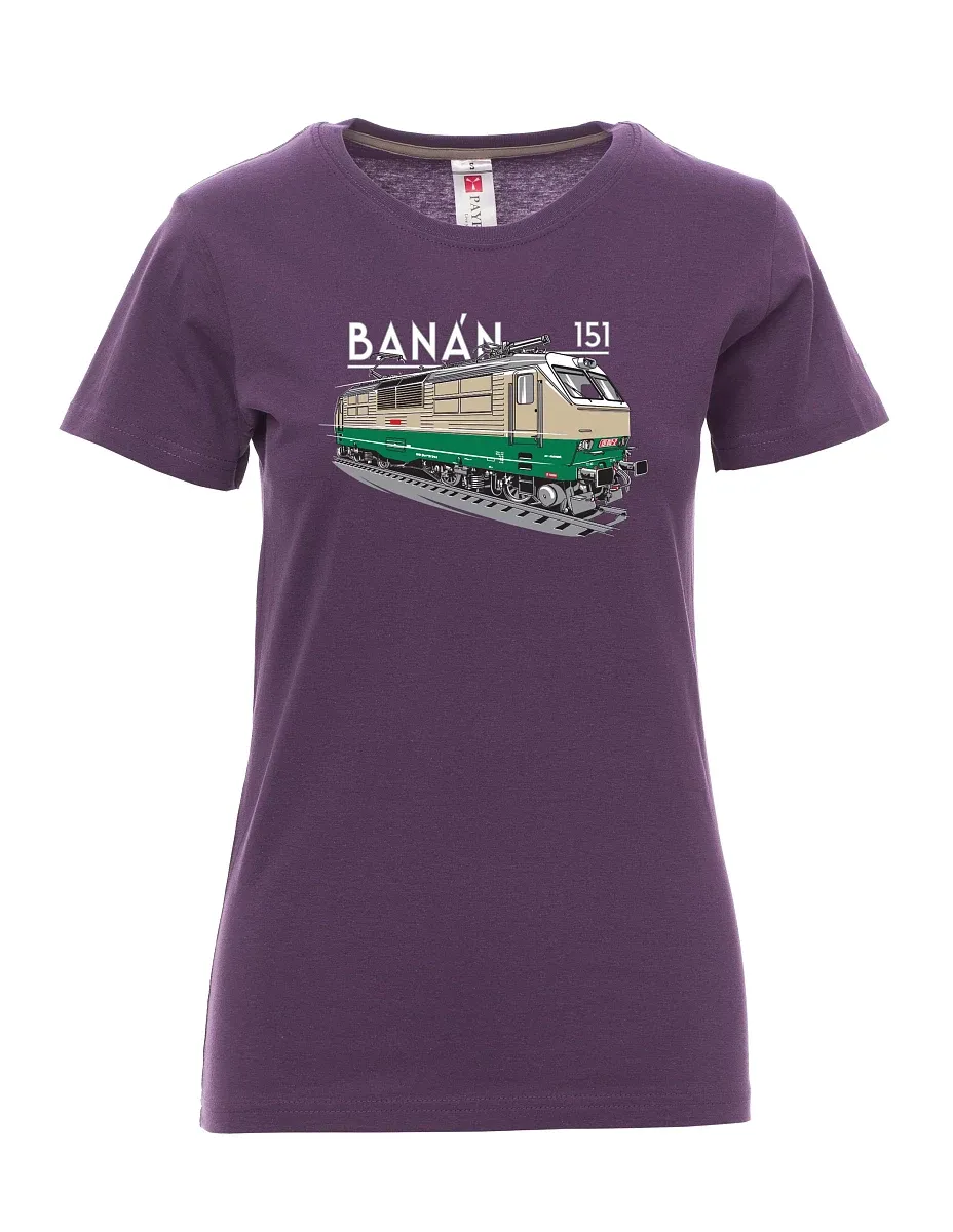 Damski t-shirt purpurowy Lokomotywa elektryczna 151 "banan"