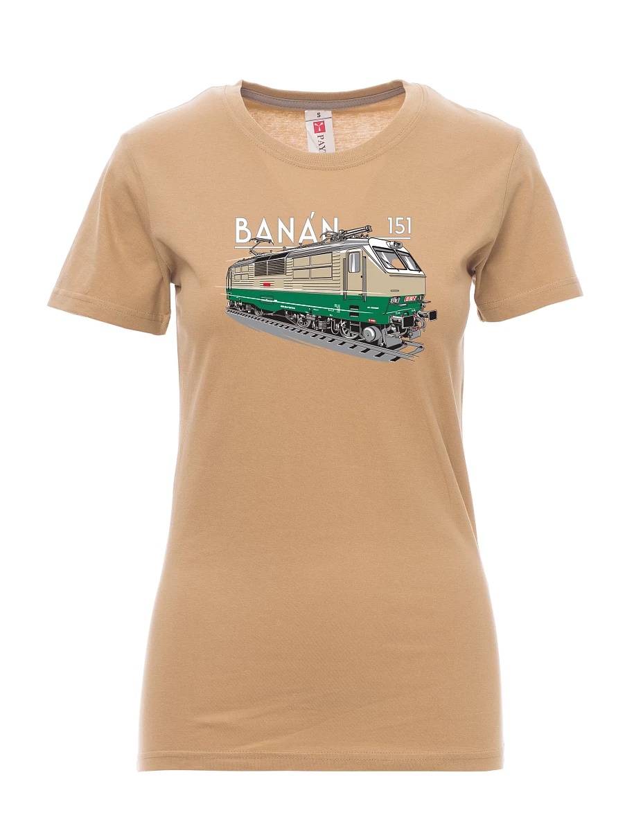 Damski t-shirt brązowy Lokomotywa elektryczna 151 "banan"