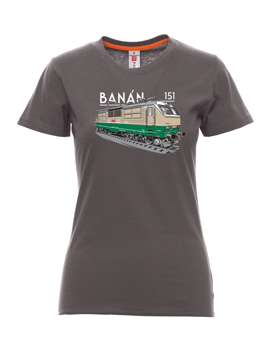 Damski t-shirt antracytowy Lokomotywa elektryczna 151 "banan"