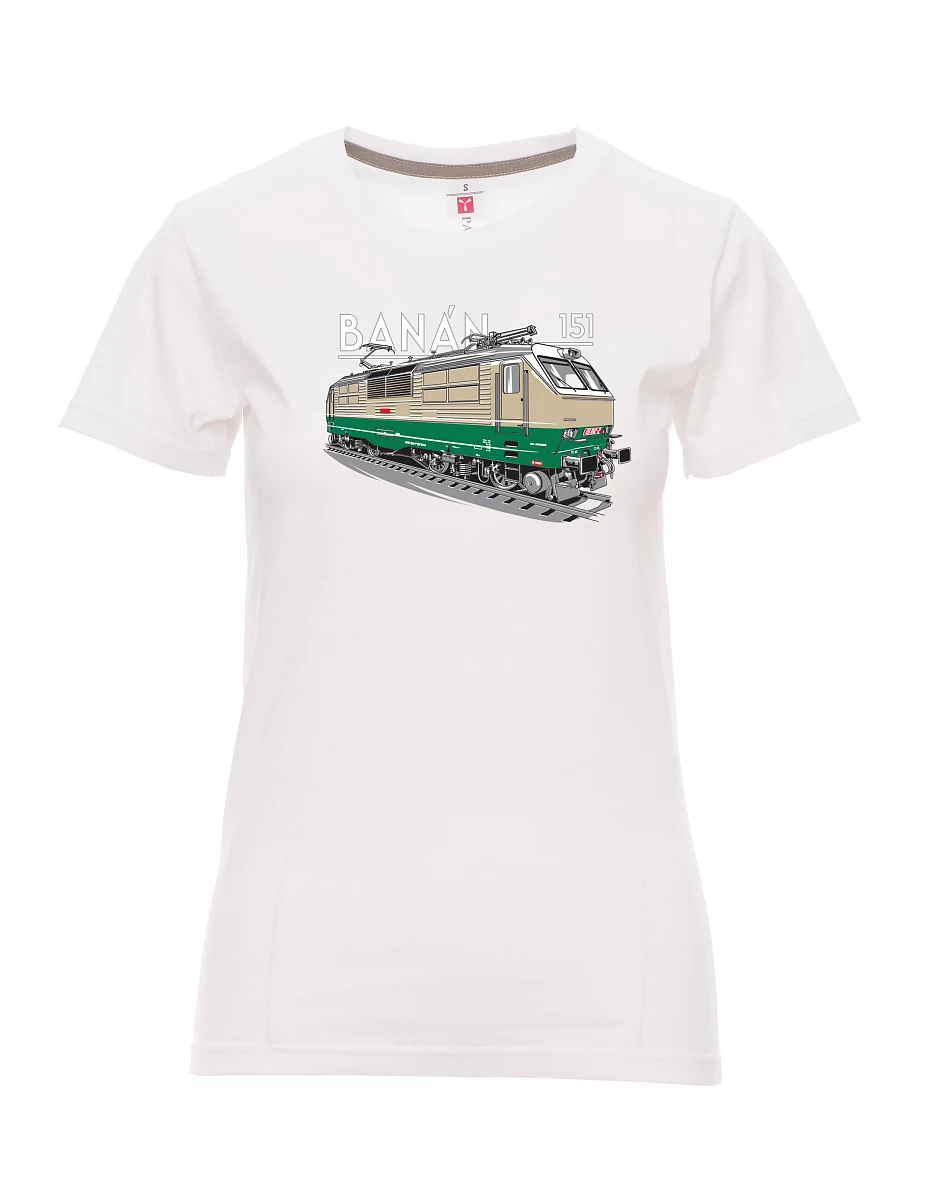 Damski t-shirt biały Lokomotywa elektryczna 151 "banan"
