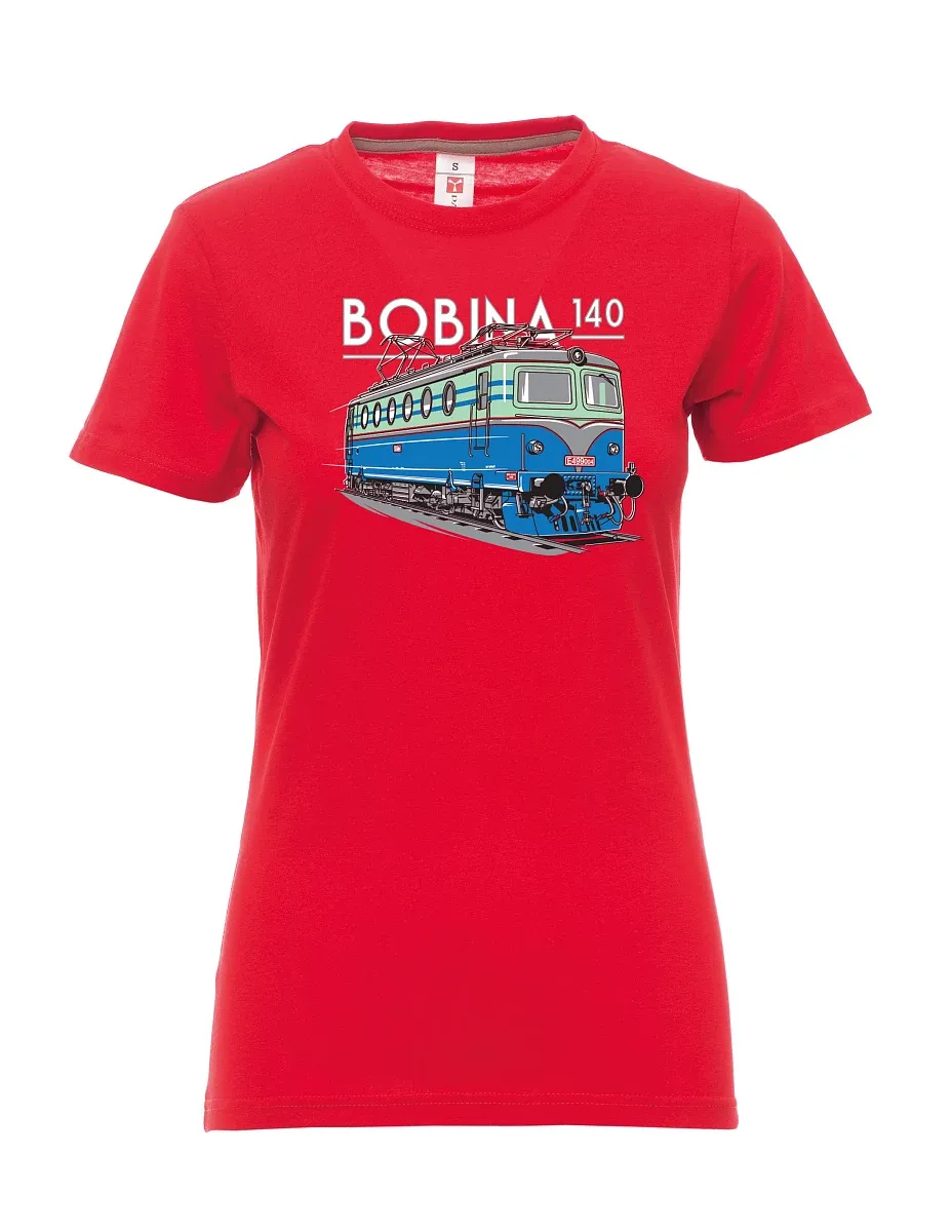 Damski t-shirt czerwony Lokomotywa 140