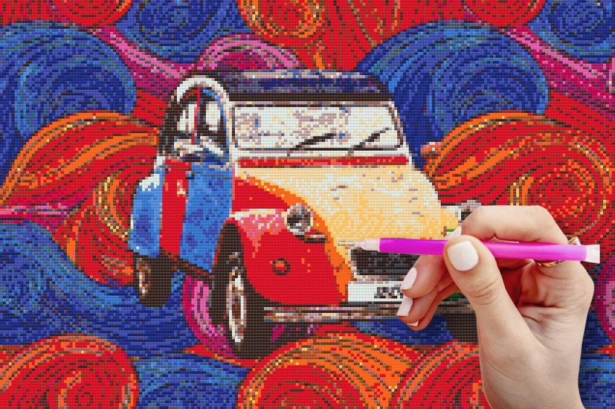 Diamentowe malowanie po numerach - obraz weterana 2CV