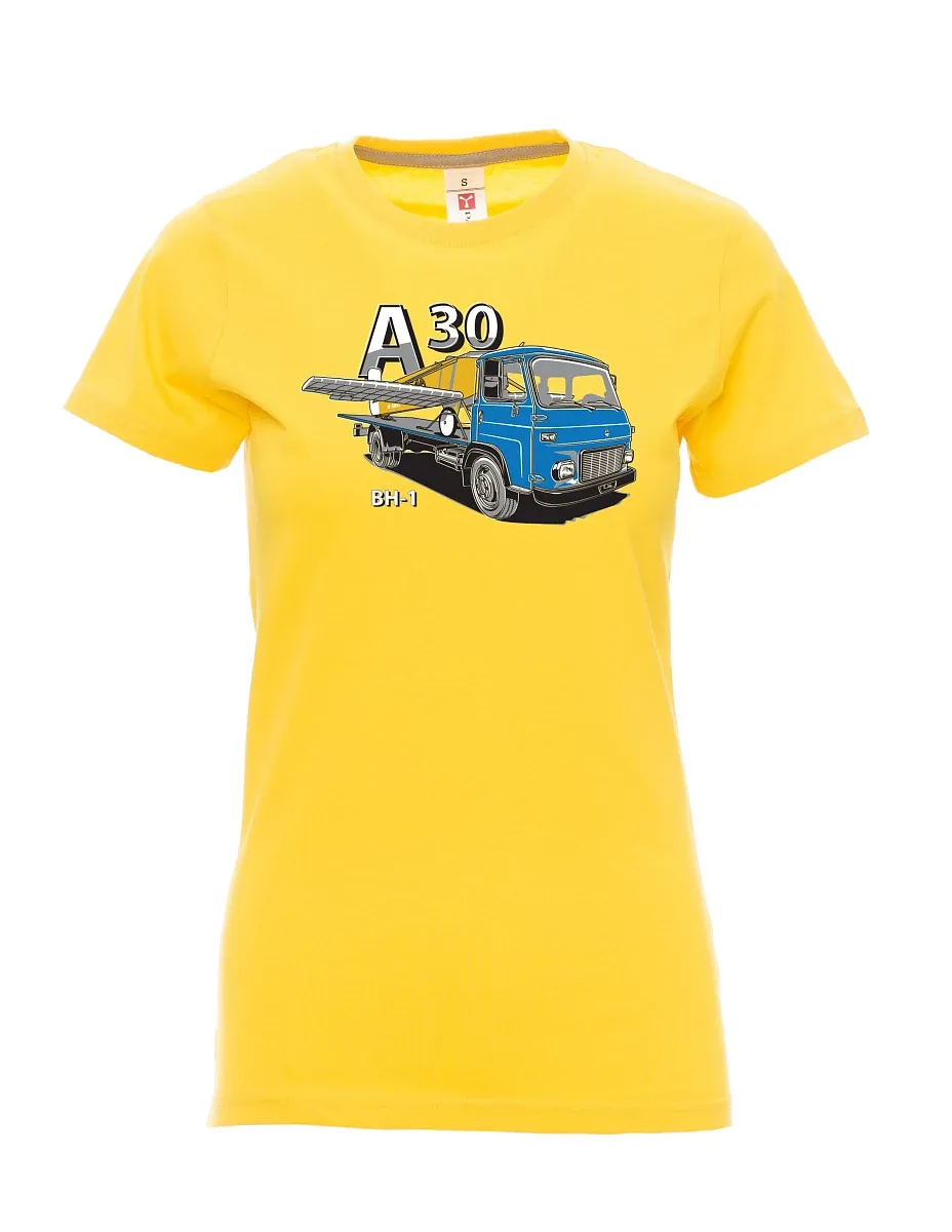 Damski t-shirt żółty Avia A30 oraz samolot BH - 1