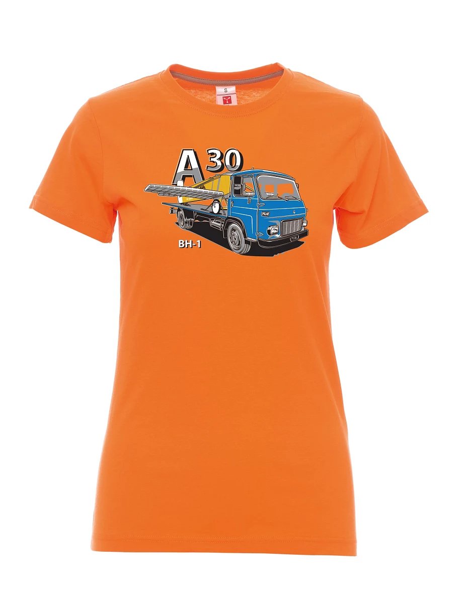 Damski t-shirt pomarańczowy Avia A30 oraz samolot BH - 1