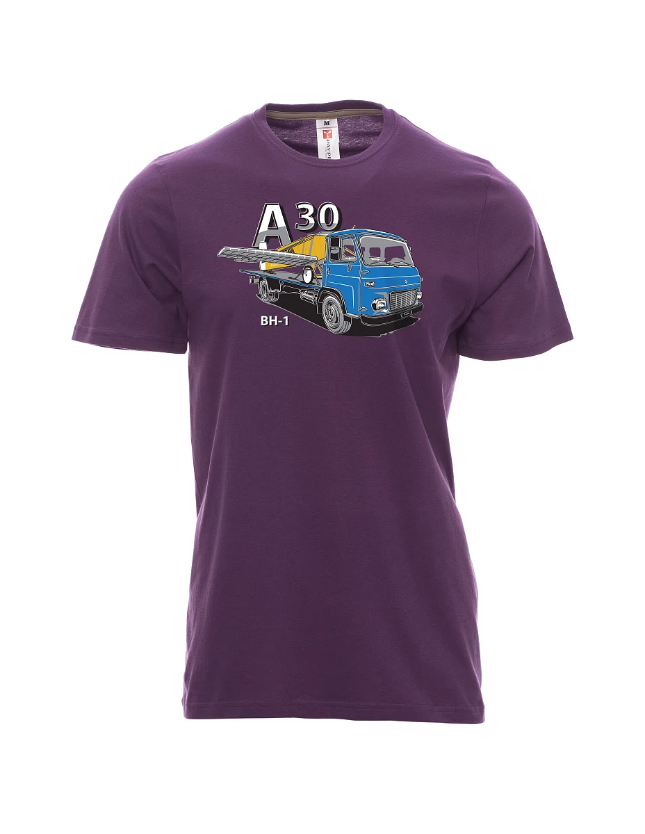 Męski t-shirt purpurowy Avia A30 oraz samolot BH - 1