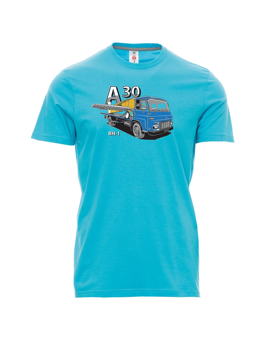 Męski t-shirt turkusowy Avia A30 oraz samolot BH - 1