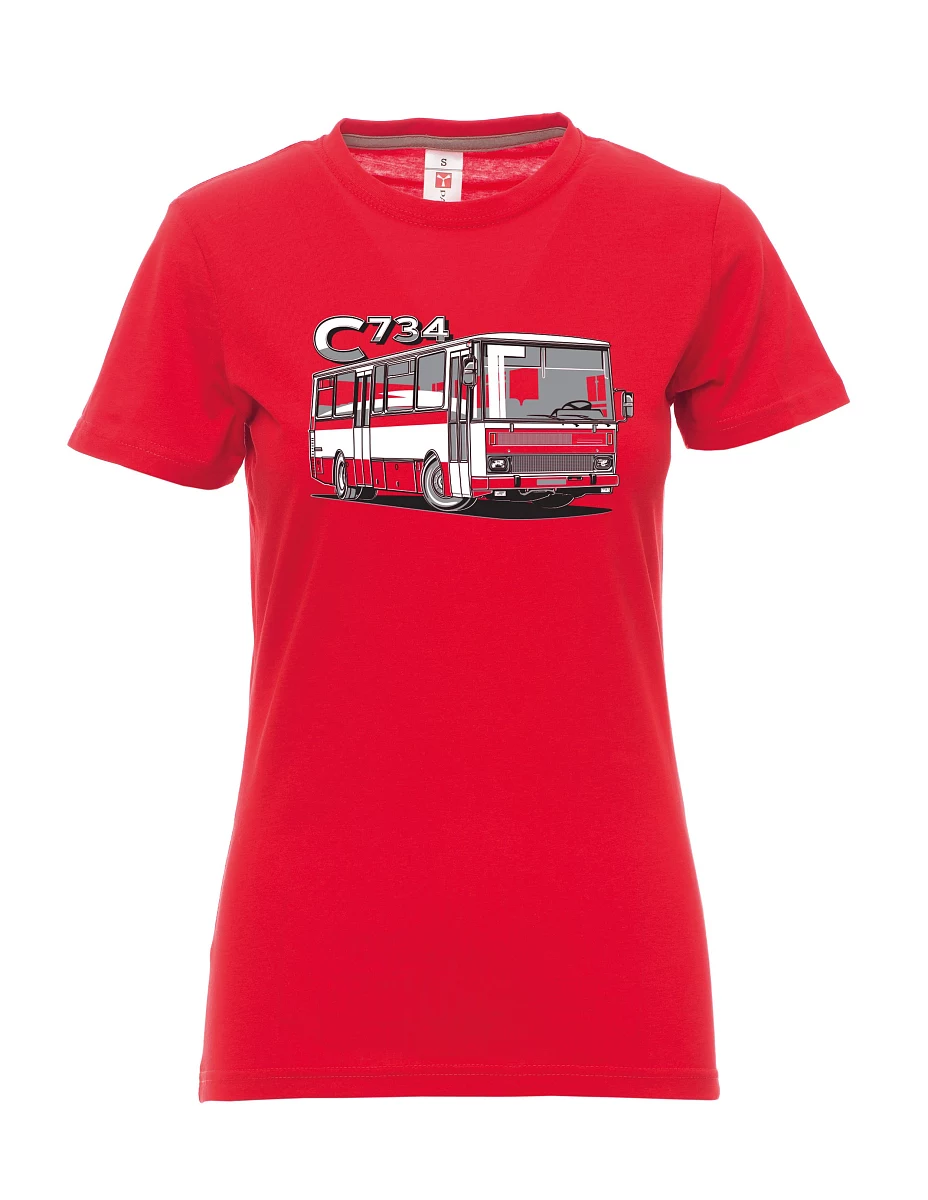 Damski t-shirt czerwony autobus C734