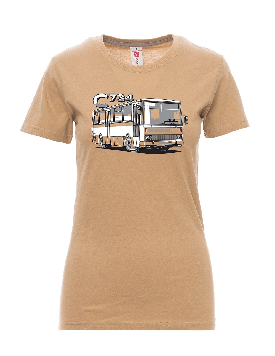 Damski t-shirt brązowy autobus C734