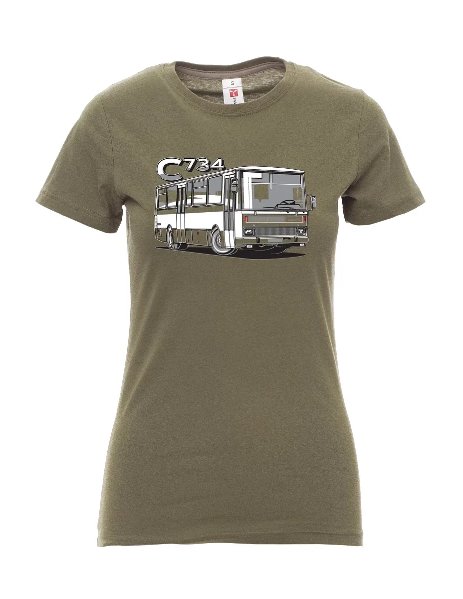 Damski t-shirt khaki autobus C734