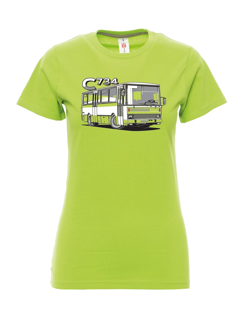 Damski t-shirt limetkowy autobus C734