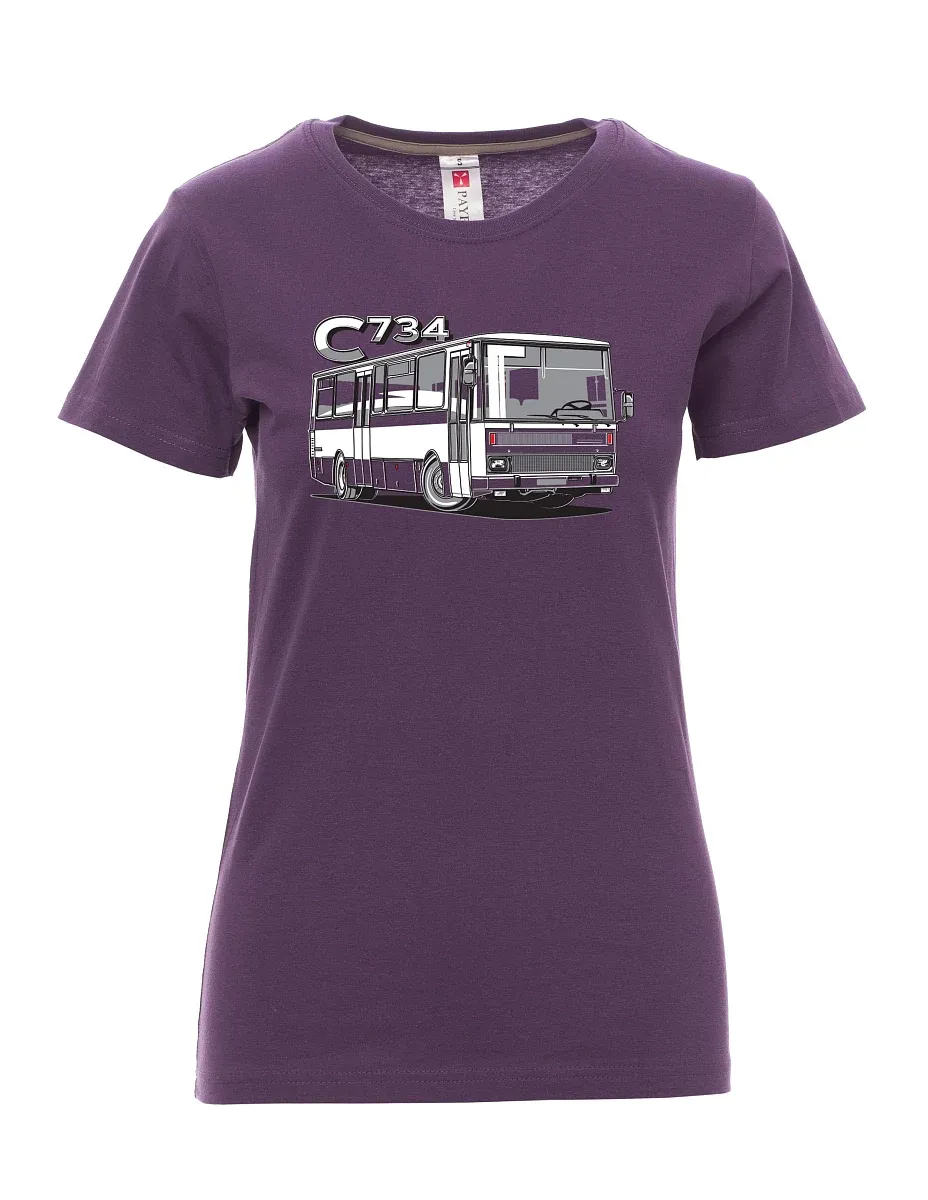 Damski t-shirt purpurowy autobus C734