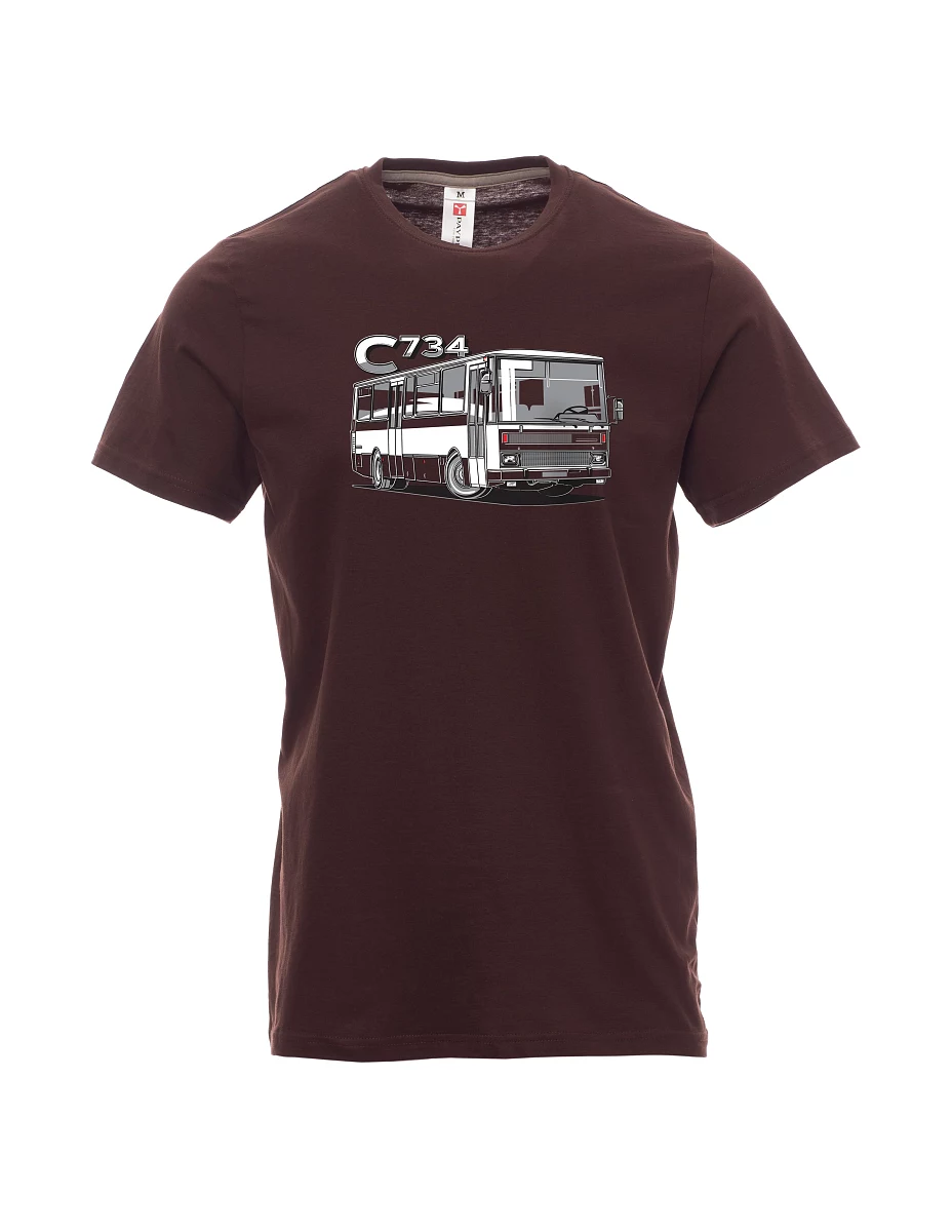 Męski t-shirt ciemny brąz autobus C734