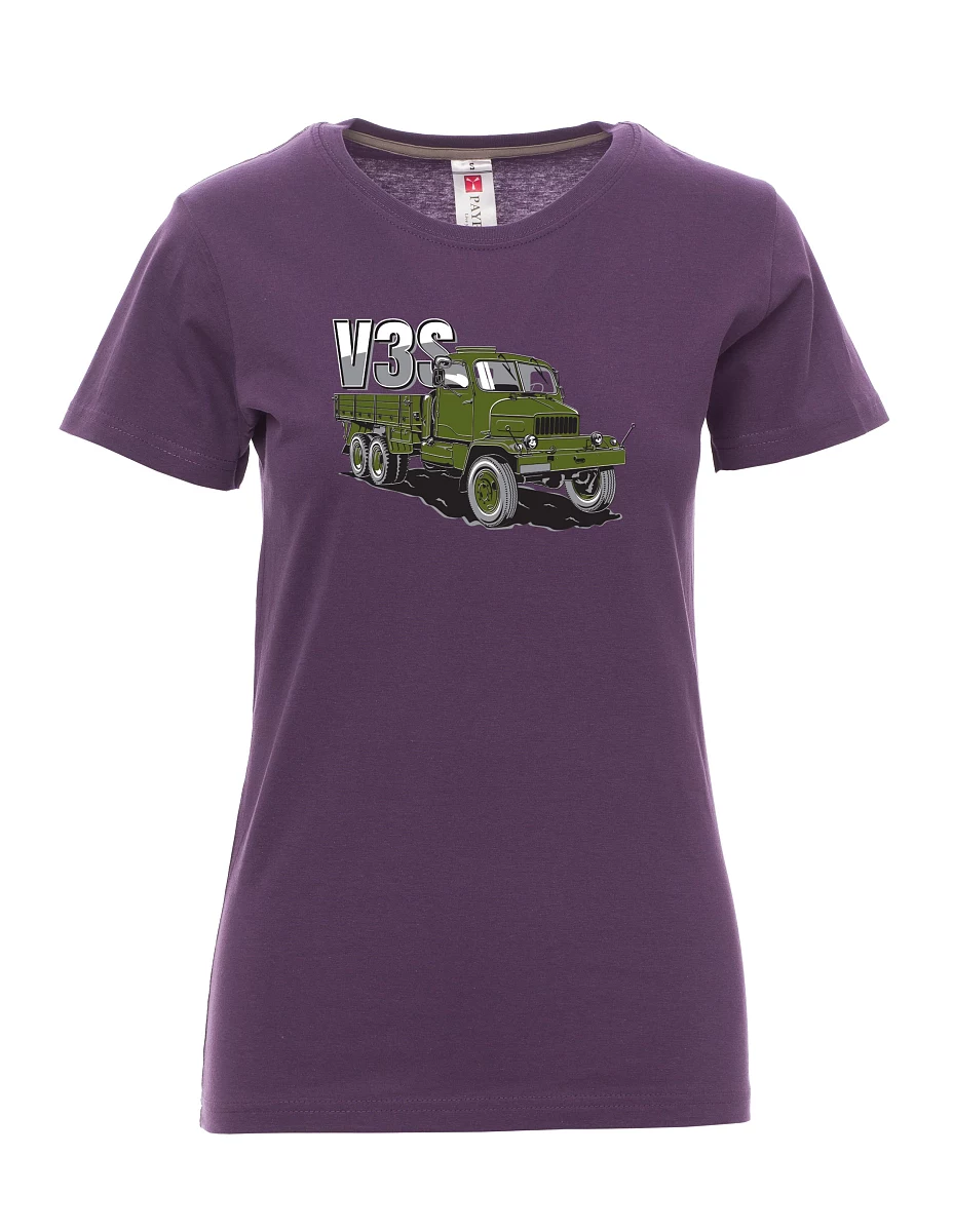 Damski t-shirt purpurowy Ciężarówka V3S Ciężarówka z platformą
