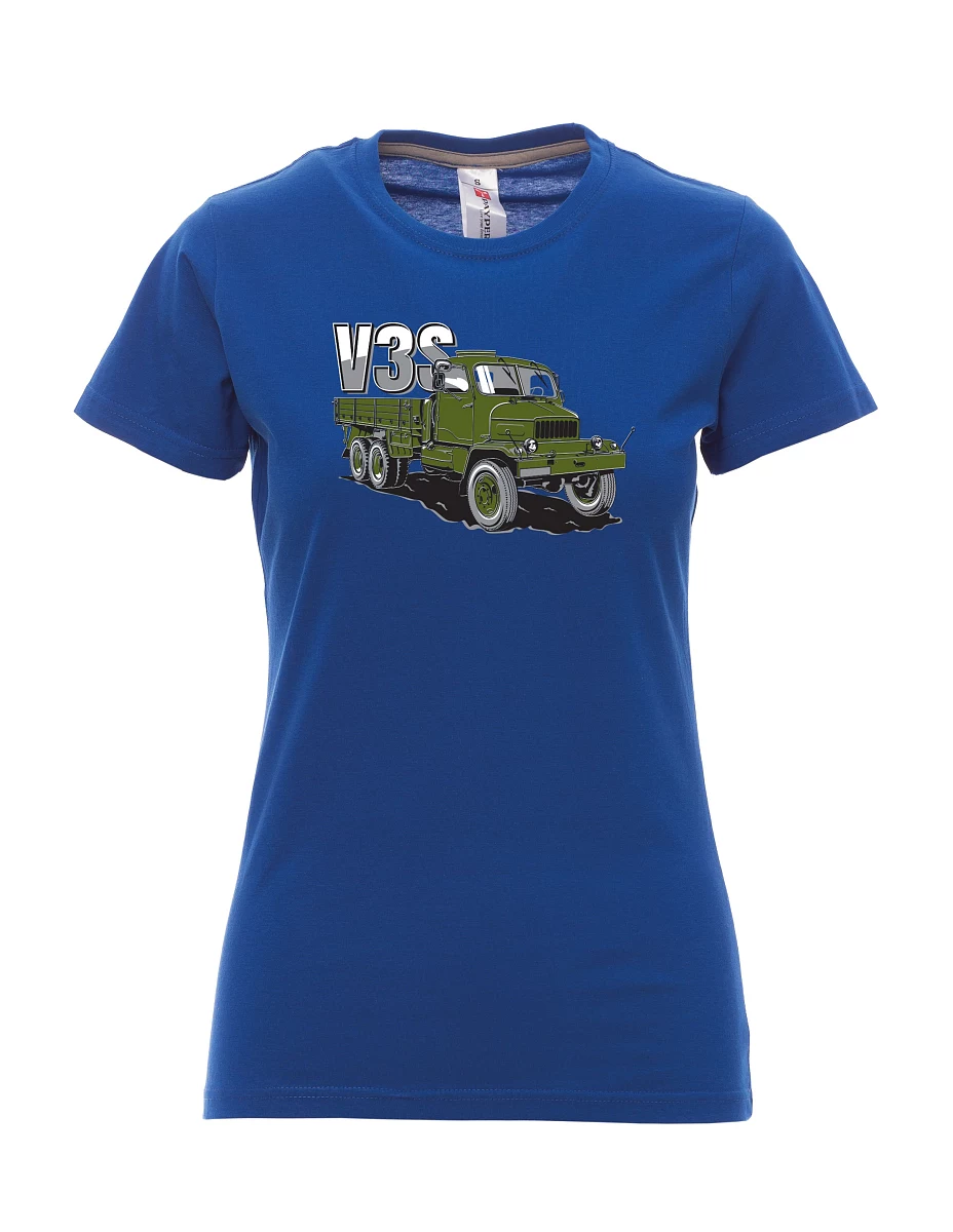 Damski t-shirt królewski niebieski Ciężarówka V3S Ciężarówka z platformą