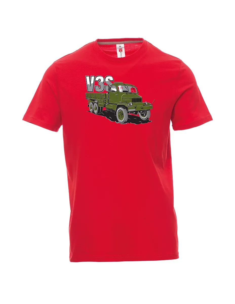 Męski t-shirt czerwony Ciężarówka V3S Ciężarówka z platformą