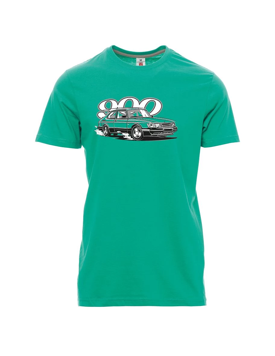 Męski t-shirt szmaragdy Saab 900