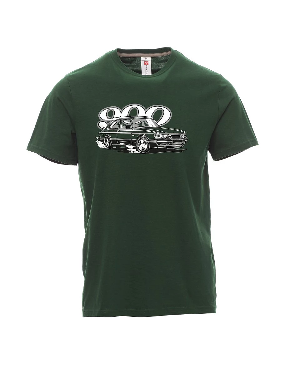 Męski t-shirt ciemnozielony Saab 900
