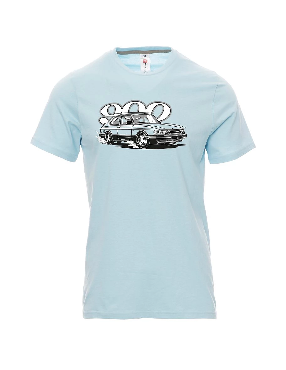 Męski t-shirt jasno niebieski Saab 900