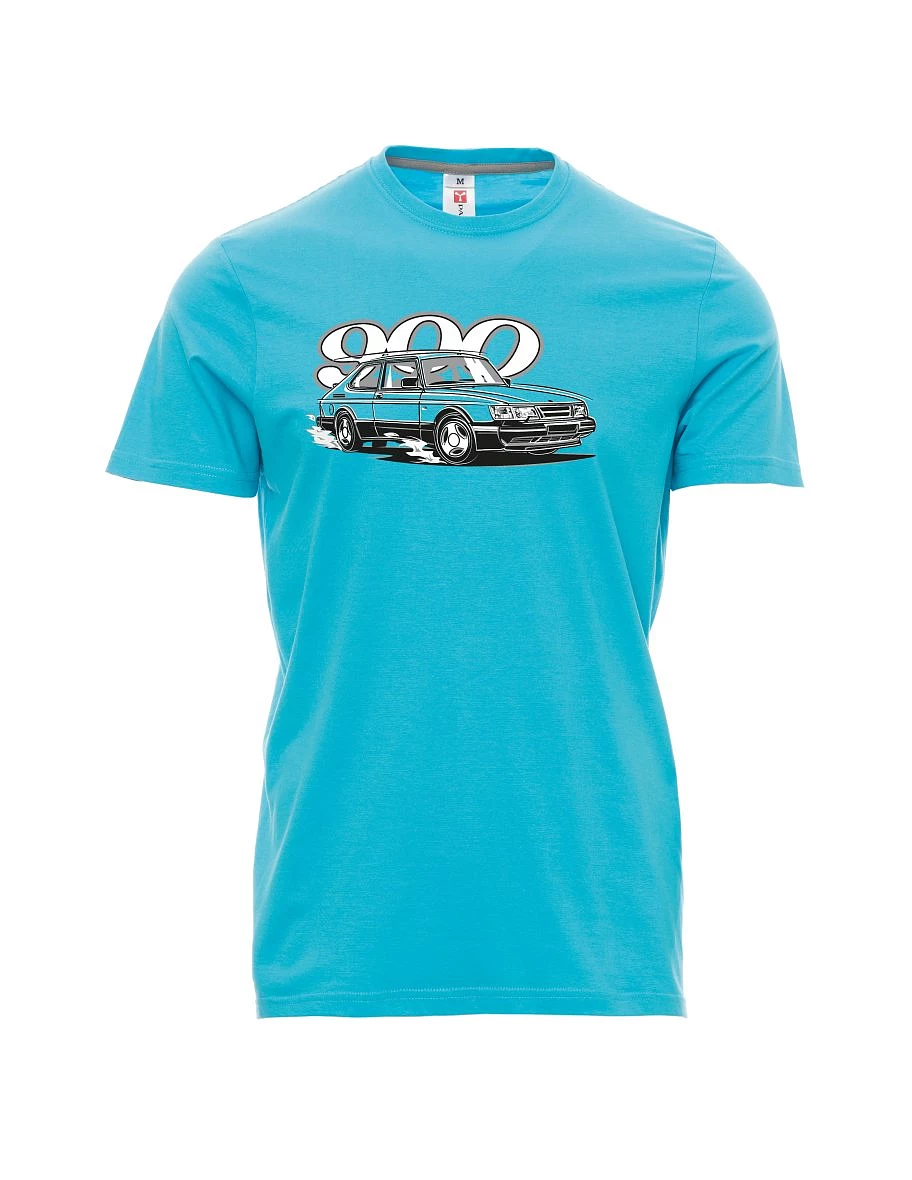 Męski t-shirt turkusowy Saab 900