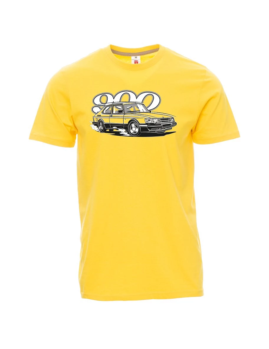 Męski t-shirt żółty Saab 900