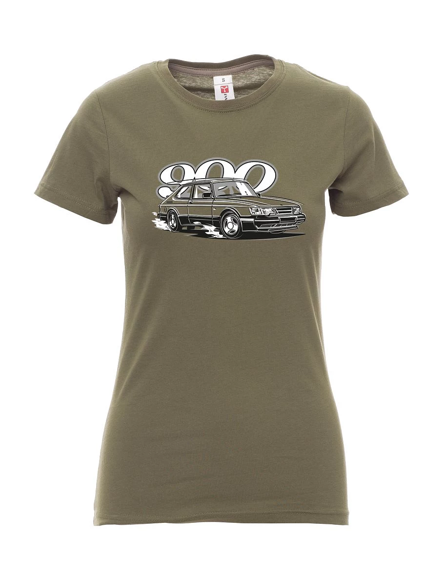 Damski t-shirt khaki Saab 900