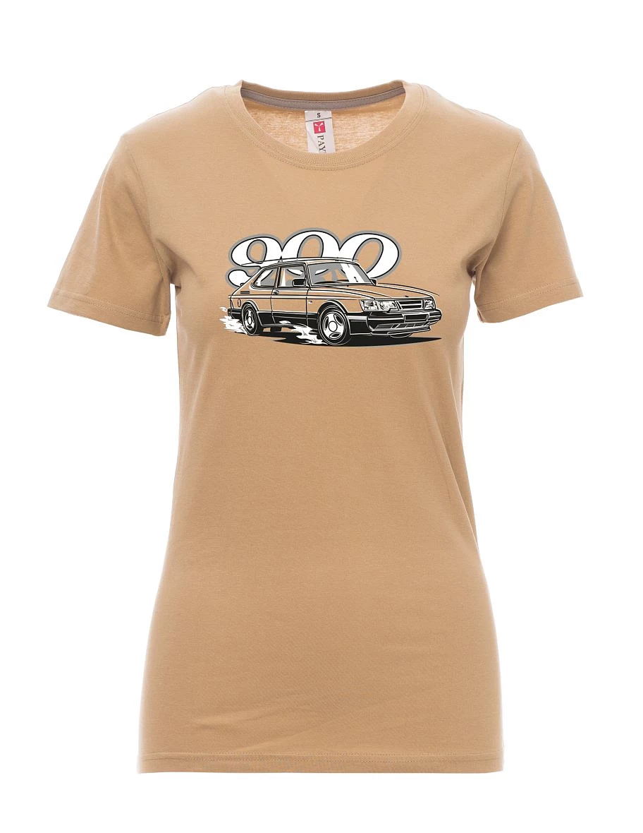 Damski t-shirt brązowy Saab 900