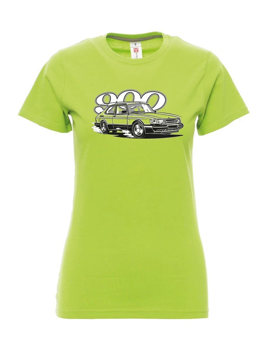 Damski t-shirt limetkowy Saab 900