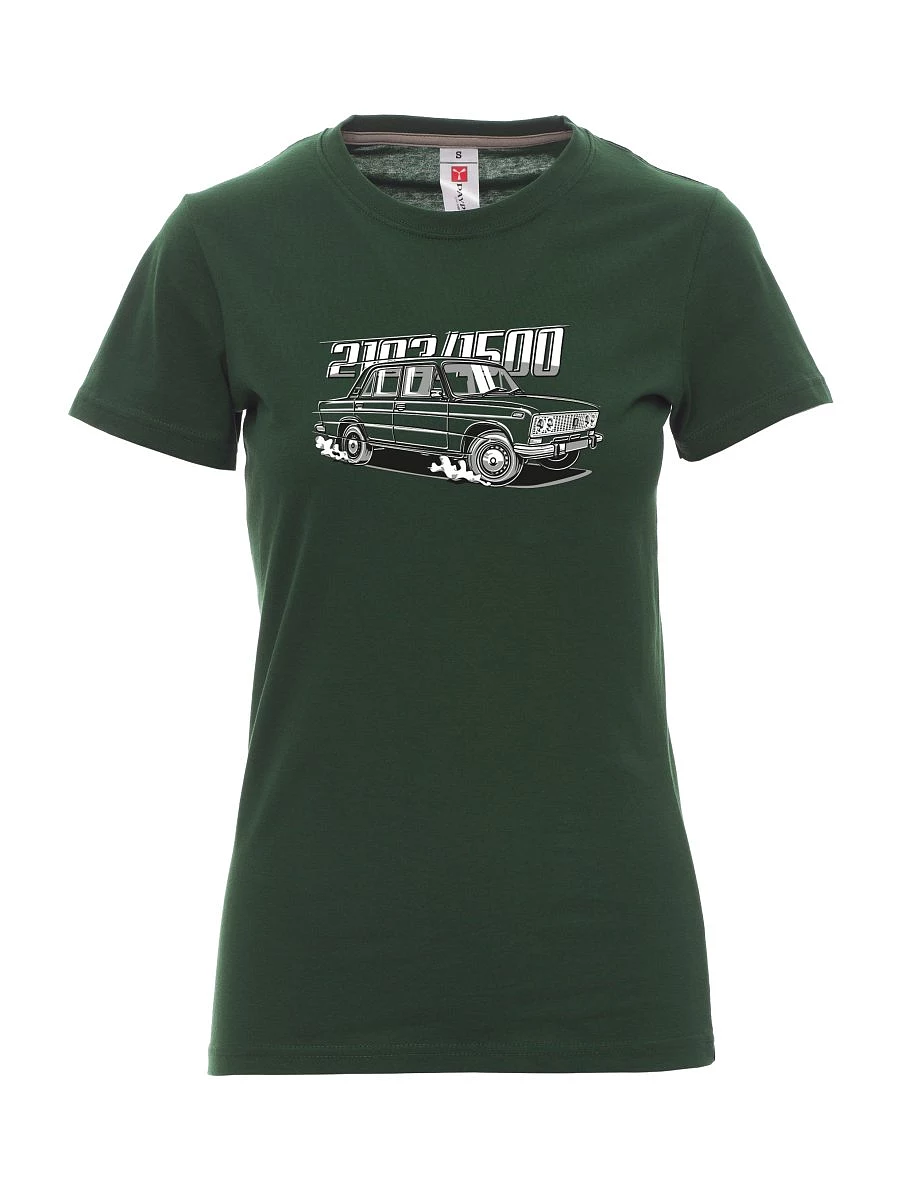 Damski t-shirt ciemnozielony Lada 2103 / VAZ 1500