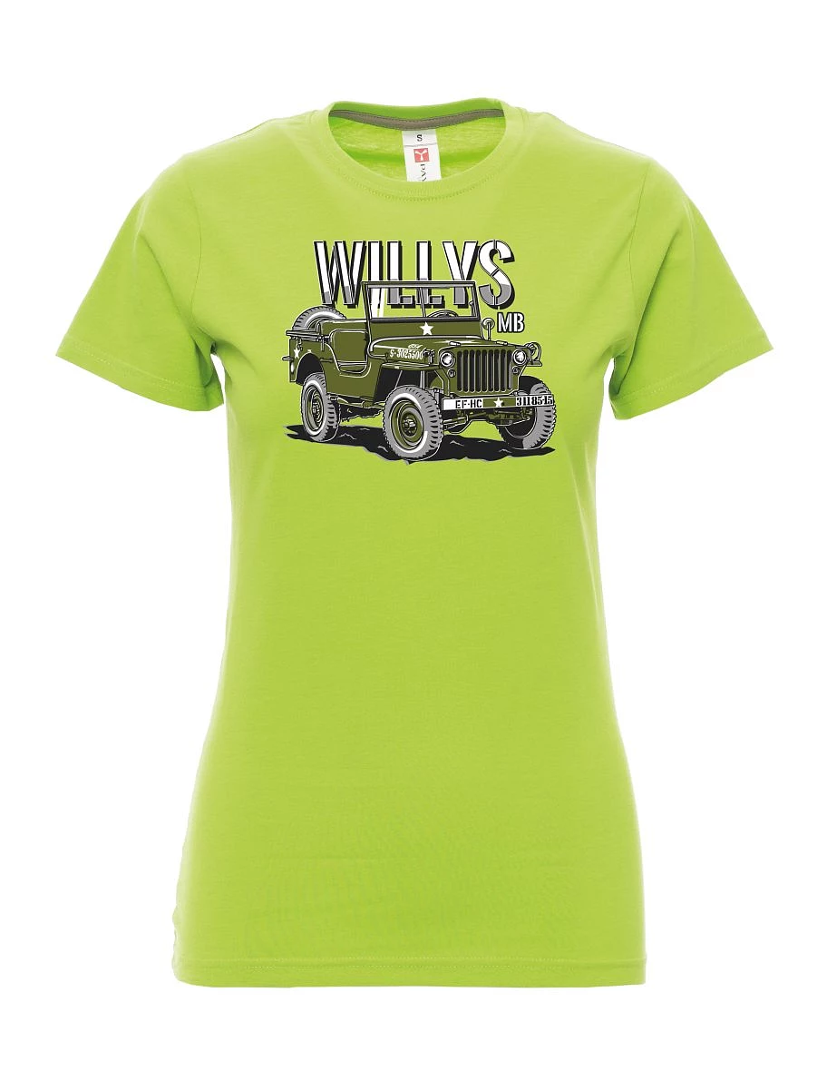 Damski t-shirt limetkowy Willys MB