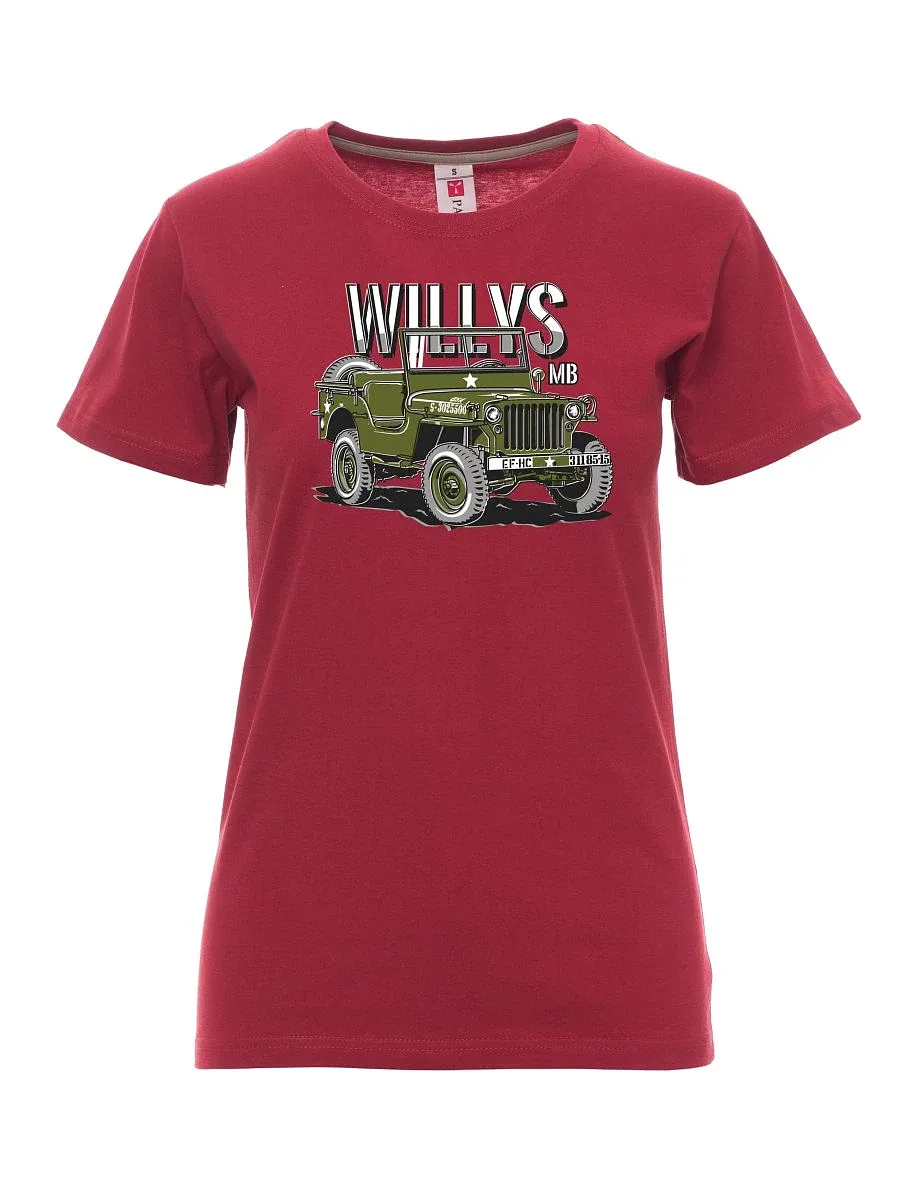 Damski t-shirt bordowy Willys MB