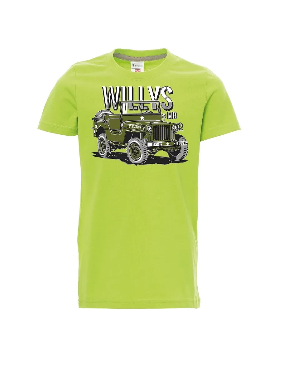 Dziecięcy t-shirt jasno zielony Willys MB