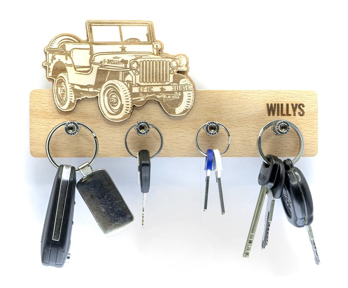 Drewniany wieszak na klucze Willys MB