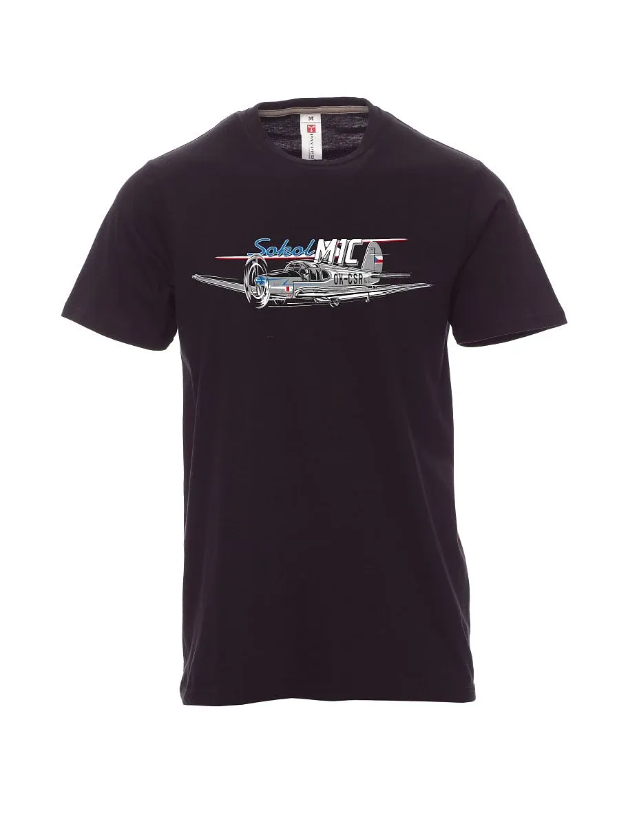 Męski t-shirt czarny Samolot Sokół
