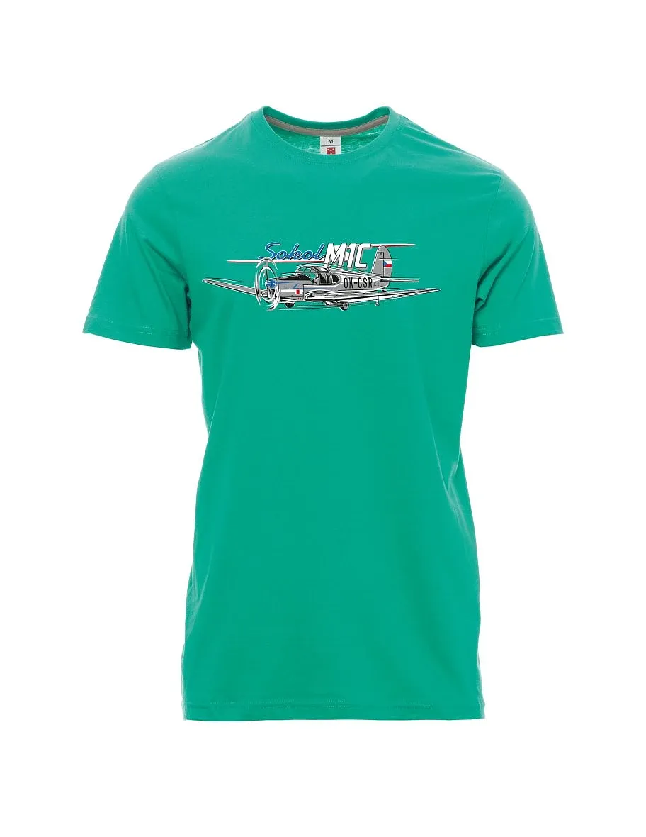 Męski t-shirt szmaragdy Samolot Sokół