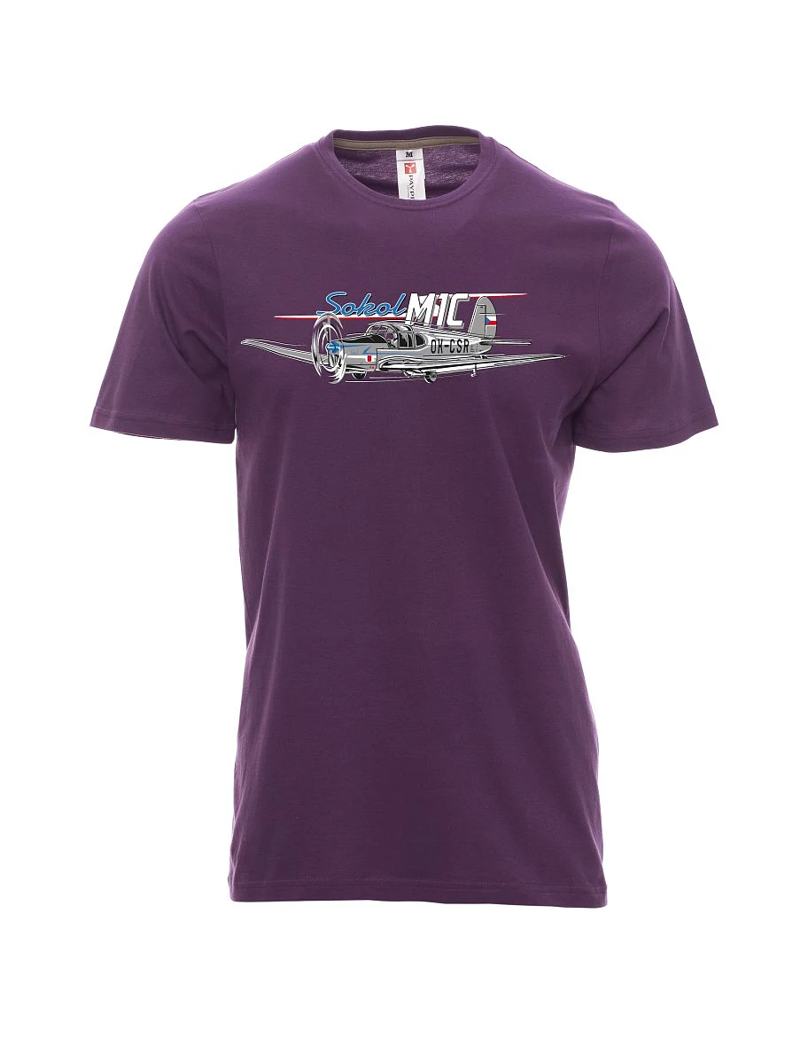 Męski t-shirt purpurowy Samolot Sokół