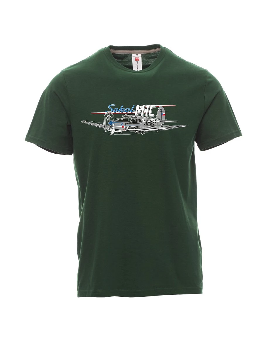 Męski t-shirt ciemnozielony Samolot Sokół