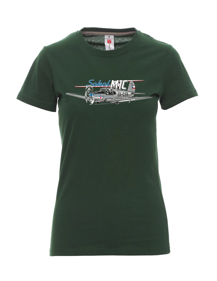 Damski t-shirt ciemnozielony Samolot Sokół
