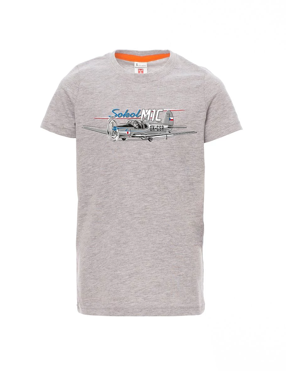 Dziecięcy t-shirt szary melange Samolot Sokół