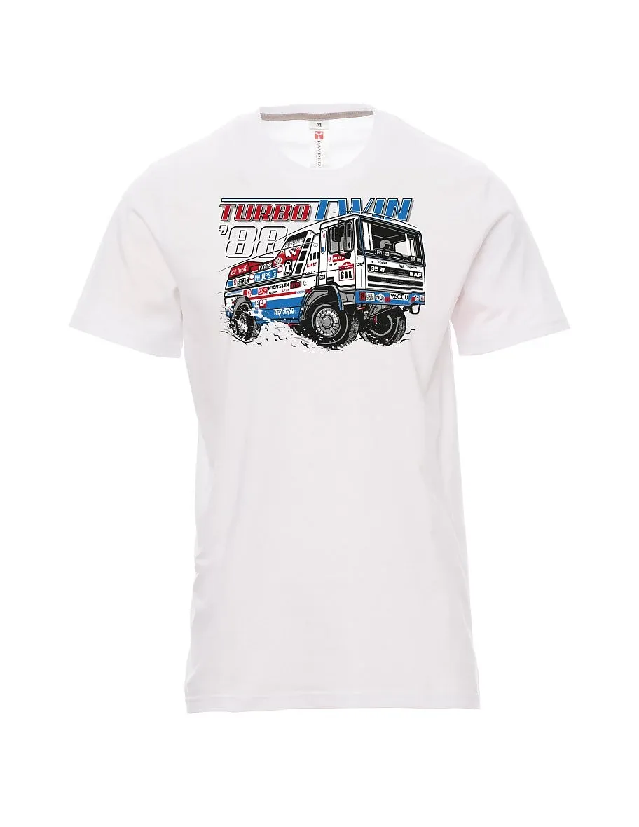 Męski t-shirt biały Turbo Twin z Dakaru 1988