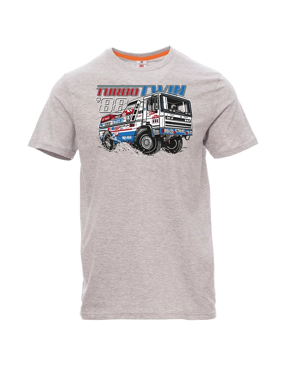 Męski t-shirt szary melanż Turbo Twin z Dakaru 1988