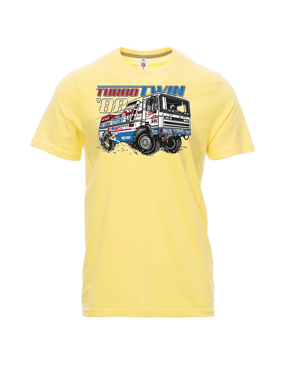 Męski t-shirt jasny zółty Turbo Twin z Dakaru 1988