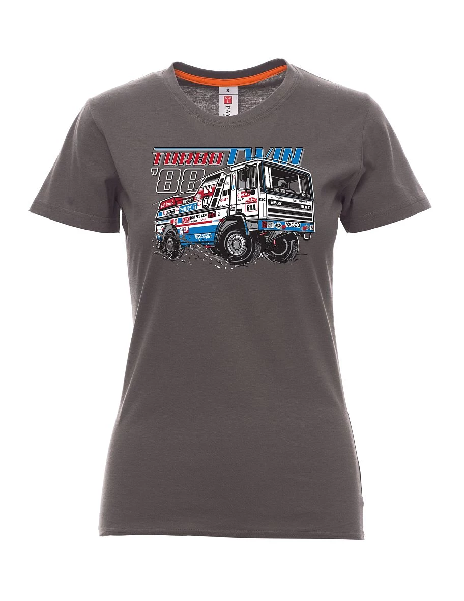 Damski t-shirt antracytowy TurboTwin z Dakaru 1988