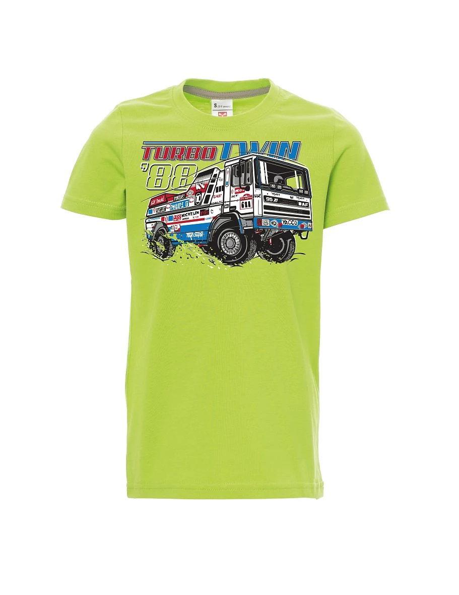 Dziecięcy t-shirt jasno zielony TurboTwin z Dakaru 1988