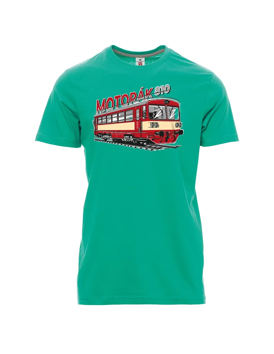 Męski t-shirt szmaragdy Pociąg motorowy 810