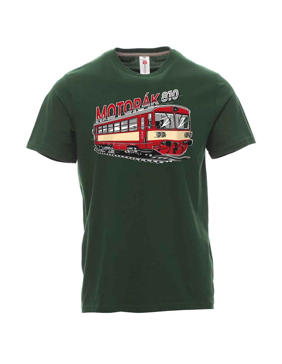 Męski t-shirt ciemnozielony Pociąg motorowy 810