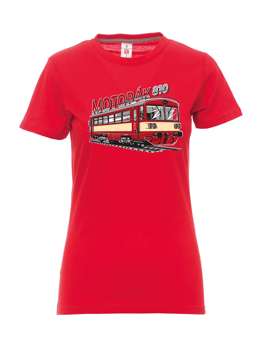 Damski t-shirt czerwony Pociąg motorowy 810