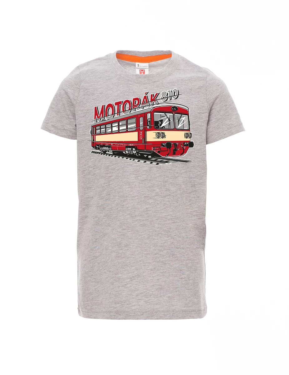 Dziecięcy t-shirt szary melange Pociąg motorowy 810