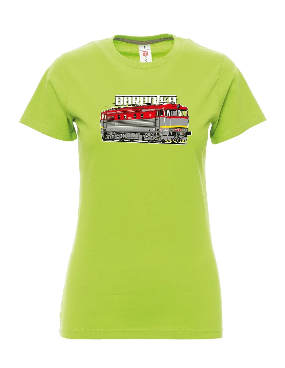 Damski t-shirt limetkowy Lokomotywa Bardotka